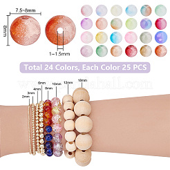 600 шт. 24-цветные потрескавшиеся бусины из искусственного нефрита&nbsp;DGLA-PH0001-16