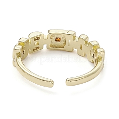 Стойка покрытие латунь микро паве кубический цирконий открытые манжеты кольца&nbsp;RJEW-K257-23G