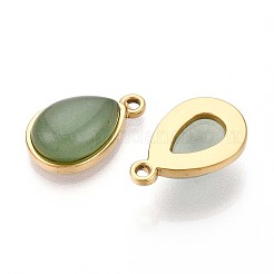 Подвески-капли из натурального зеленого авантюрина&nbsp;STAS-N109-210A-G