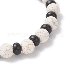 Браслеты из натуральной лавы и кокосовой скорлупы с бусинами для женщин и мужчин&nbsp;BJEW-JB12470-03