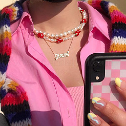 100 шт. 2-х цветные бусины ручной работы в виде клубники в виде 3D-лэмпворка&nbsp;LAMP-CD0001-14