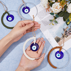 4 шт. 4-цветная хлопковая нить ручной работы с турецким стеклом&nbsp;HJEW-FH0001-63