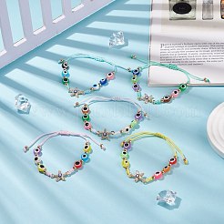 Плетеный браслет из бисера сглаз из смолы&nbsp;BJEW-JB08412