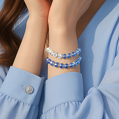 2шт 2 стиля браслеты-слайдеры из граненых стеклянных бусин&nbsp;BJEW-HY0001-25B