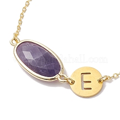 Браслеты с овальными звеньями и гранеными натуральными аметистами&nbsp;BJEW-JB10263-02