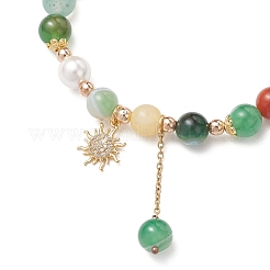 3шт. браслеты из круглых бусин из натурального полосатого агата&nbsp;BJEW-JB11924