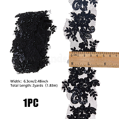 2 ярд полиэстерового кружева с цветочной вышивкой и стеклянными бусинами&nbsp;OCOR-DC0001-27B