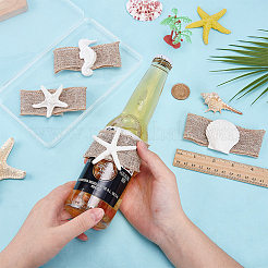 4 шт. 4 стильных кольца для салфеток из мешковины в форме ракушки морской звезды с добавлением смолы&nbsp;HJEW-WR00031