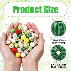 100 шт. 10 стиля деревянные европейские бусины с фруктовым принтом&nbsp;WOOD-YW0001-86