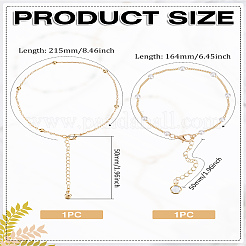 Латунные браслеты на ногу с цепочкой в виде шарика удачи и браслеты из латунных стразов и смоляных цепочек для женщин&nbsp;SJEW-LP0001-12