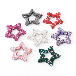 7 шт. 7 вида бусин из полимерной глины в форме звезды со стразами&nbsp;CLAY-BT0001-12