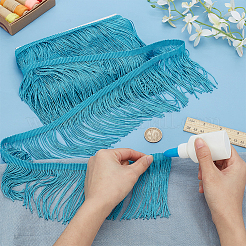 Отделочная лента из полиэстерового кружева с кисточками&nbsp;OCOR-WH0101-118A