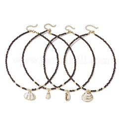 4 шт. 4 стиля ожерелья с подвесками из натуральных ракушек с гальваническим покрытием&nbsp;NJEW-JN05221