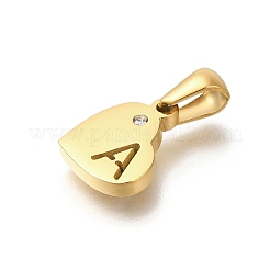 Подвески в форме сердца из нержавеющей стали 304 со стразами&nbsp;STAS-Z103-01G-01