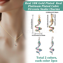 6 шт. 2 цвета латунные подвески с микропаве и кубическим цирконием&nbsp;KK-BBC0019-19