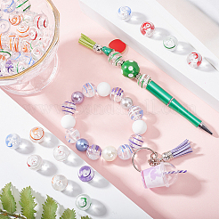 50шт 5 цвета прозрачные акриловые бусины&nbsp;MACR-SC0001-12