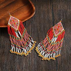 Длинные серьги-кисточки из богемского стекла ручной работы в форме ромба&nbsp;WE9226