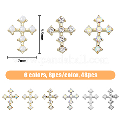 48 шт. 6-х цветные кабошоны из цинкового сплава со стразами&nbsp;MRMJ-HY0001-21