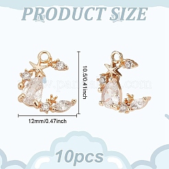 10 шт. латунный подвесной браслет с микропаве из кубического циркония&nbsp;KK-GO0001-79