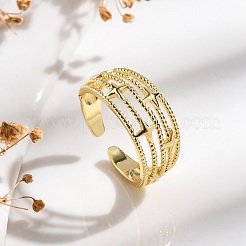 Латунные кольца на палец с открытой манжетой для женщин&nbsp;RJEW-M028-91G