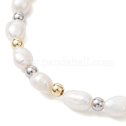 Браслеты из натурального культивированного пресноводного жемчуга и латунных бусин для женщин&nbsp;BJEW-JB12894
