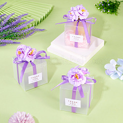 Прозрачные подарочные коробки для упаковки конфет из ПВХ с лентой и искусственным цветком&nbsp;CON-TAC0001-20E
