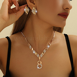 Ожерелья с подвеской номер 8 из сплава со стразами и комплекты серег-гвоздиков в форме ромба для женщин&nbsp;FS-WG20DB5-01