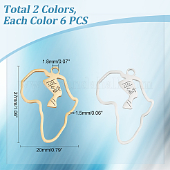 12 шт. подвески из нержавеющей стали 201 двух цветов&nbsp;STAS-UN0046-89