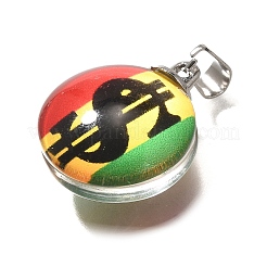 Плоские круглые акриловые подвески из нержавеющей стали 201&nbsp;STAS-U036-01P-09