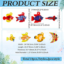 14шт 7 стиля подвески ручной работы лэмпворк&nbsp;LAMP-ME0001-19