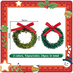 24 шт. 2-х цветный полиэстер с железным миниатюрным рождественским венком&nbsp;DOLL-GO0001-09