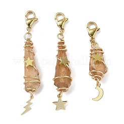 Подвесные украшения из гальванизированного натурального кварцевого кристалла в виде проволоки&nbsp;HJEW-JM03127-10