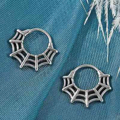 Серьги-кольца из хирургической нержавеющей стали 316 в виде паутины&nbsp;EJEW-G416-40AS-1