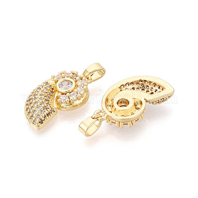 Латунные микропаве прозрачные подвески с фианитом&nbsp;KK-N259-11G-1