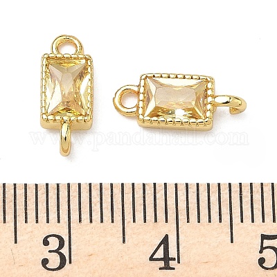 Прямоугольные подвески-коннекторы из латуни с инкрустацией кубическим цирконием&nbsp;KK-P348-10G-1