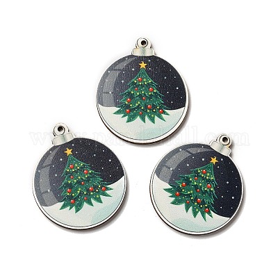 Деревянные подвески с односторонним принтом WOOD-H102-02H-1