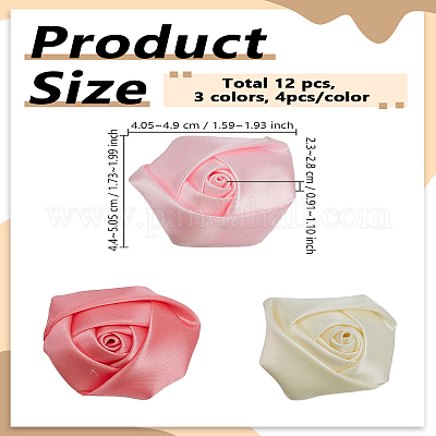 12 шт. 3-х цветные заколки-цветы из полиэстера и фетра&nbsp;DIY-LP0005-94-1