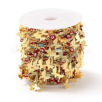 Эмалевое сердце с цепочками от сглаза CHC-C003-18G-1