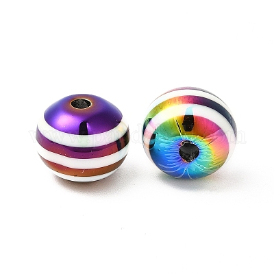 Полосатые бусины из смолы RESI-B014-01A-14-1