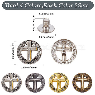 8 сумка 4 цвета сплав полые гравированные крестообразные декоративные пряжки&nbsp;BUTT-CP0001-09-1