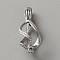 925 Sterling Silver Bead Cage Pendants, Teardrop Cage Charms, with 925 Stamp, Rhodium Plated, Platinum, 24x10x10mm, Hole: 4.2x2.4mm