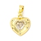 Brass Pendants with Cubic Zirconia, Electrophoretic Color Preservation, Heart Charms, Golden, 19.5x15.5x4.5mm, Hole: 3x4mm