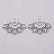 Tarnish Resistant 201 Stainless Steel Chandelier Components Links, Laser Cut, Fan, Stainless Steel Color, 26x37x1mm, Hole: 1.5mm and 2mm