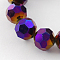Electroplate Glass Bead Strands, Faceted(32 Facets), Round, Purple Plated, 8x7mm, Hole: 1mm, about 64~67pcs/strand, 18.50~19.69 inch(47~50cm)