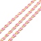 Brass Enamel Curb Chains, Soldered, with Spools, Real 18K Gold Plated, Pink, 7x3x1.7mm