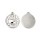 Non-Tarnish 304 Stainless Steel Pendants, Flat Round with Eye Charms, Stainless Steel Color, 20x17x2mm, Hole: 1.6mm