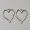 Alloy Pendants, Heart, Platinum, 37x28x2mm, Hole: 4.5x4mm
