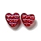 Handmade Lampwork Beads, Heart with Wave Pattern, Red, 19~20.5x20~20.5x11.5~13.5mm, Hole: 2.5mm