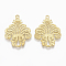 Brass Pendants, Nickel Free, Flower, Raw(Unplated), 26x20x1mm, Hole: 1mm
