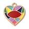 Zinc Alloy Enamel Pendants, Golden, Heart Charm, Red, 27x25x2mm, Hole: 3mm